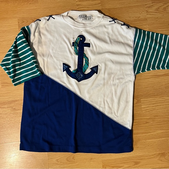 Russ studio vintage anchor sailor shirt. Beach, boat, sail! - Picture 1 of 9